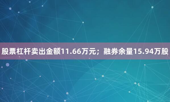 股票杠杆卖出金额11.66万元；融券余量15.94万股